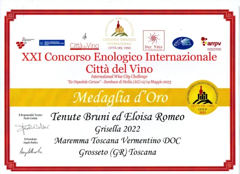 International Wine Competition Città del Vino 2023 awarded Grisella Maremma Toscana DOC